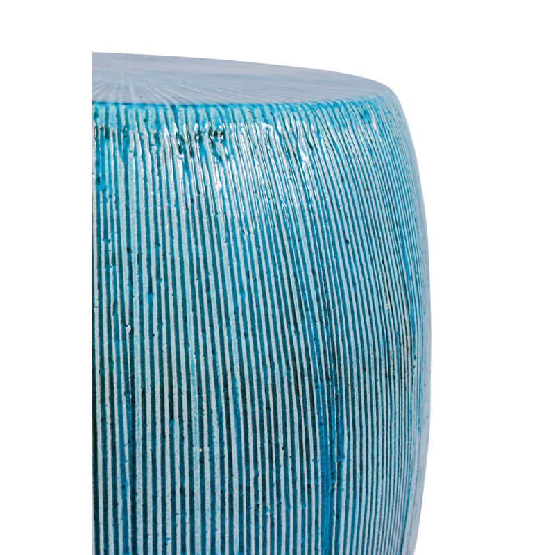 Ceramics Accent Stool, Aquamarine Texture Gloss