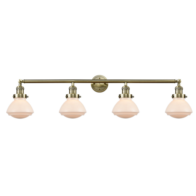Éclairage pour salle de bain 4 lumières Chesterville, Ampoule DEL rétro de 3,5 watts, Blanc mat, Laiton antique