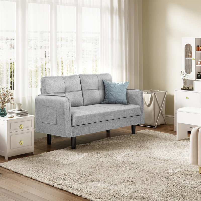 Aayushi 2 Seater Sofa, Light Grey Fabric