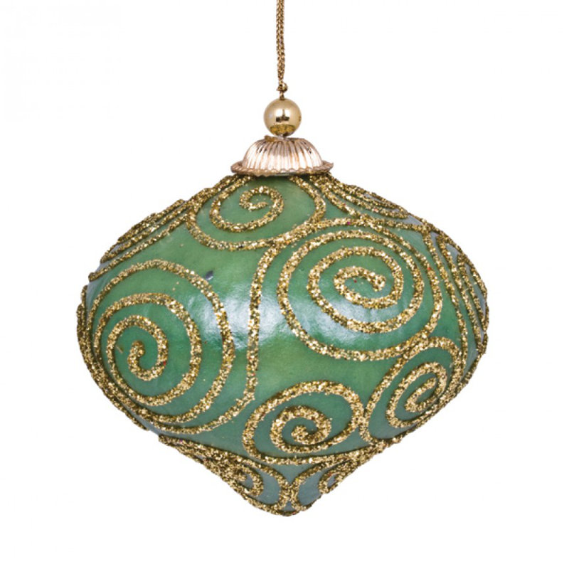 11cm Holiday Shaped Ornament, Green / Gold