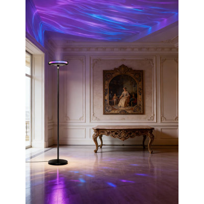 Lampe sur pied Smart RVB avec projecteur Ripple, lumière à DEL à intensité variable avec contrôle de l'application, lampe de lecture réglable pour changer d'humeur et de soin des yeux dans le salon et la chambre à coucher