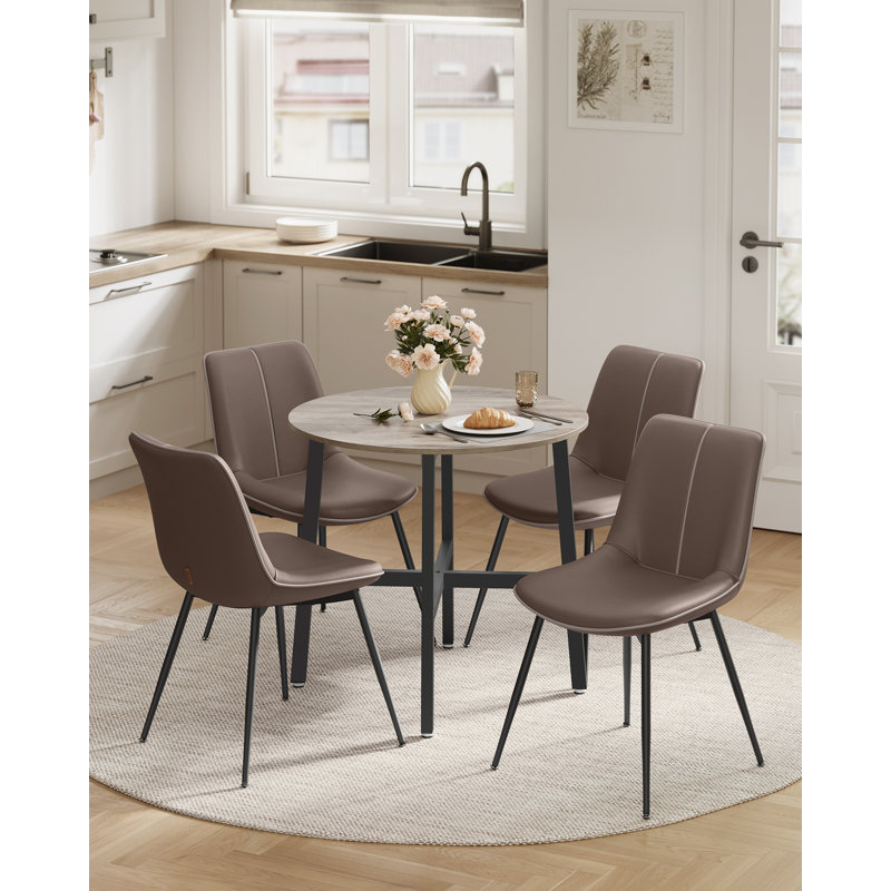Brillion Round Metal Base Dining Table, Greige