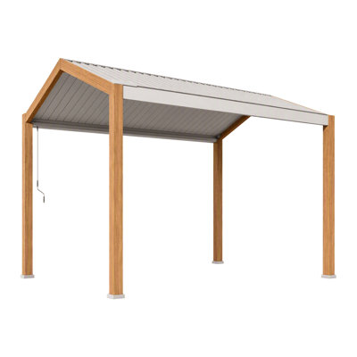 10 pi. L 10 pi. D Pergola d'extérieur avec toit à persiennes réglable et structure en aluminium à grain de bois