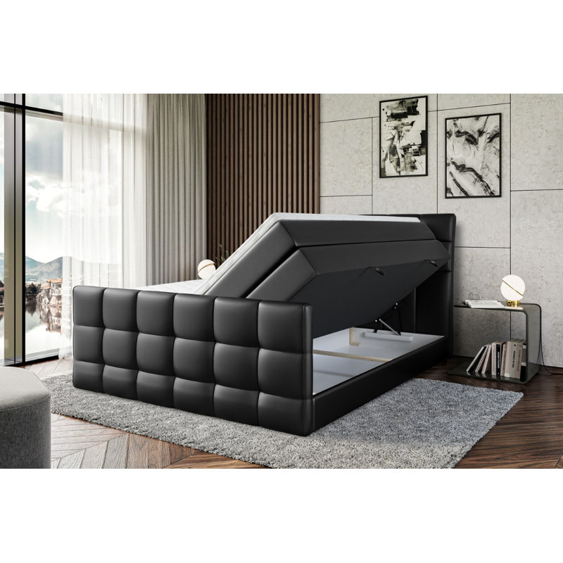 Ruksana Divan Bed Set, Black, 160cm W x 200cm L