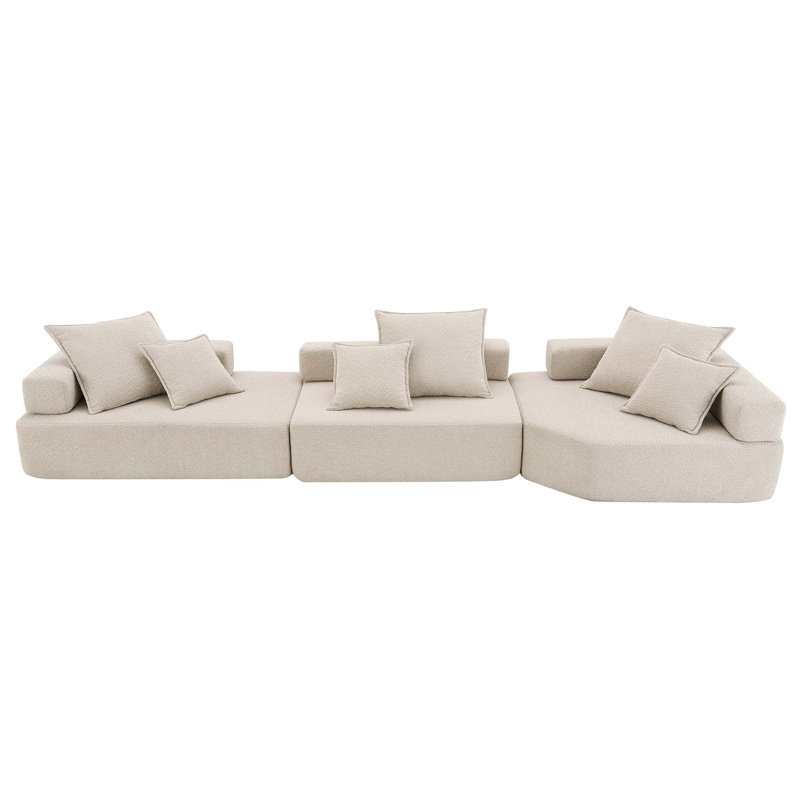 Canapé modulaire surdimensionné surdimensionné, ensemble de canapé de plancher Boucle de luxe, canapé convertible compressé, canapé spacieux rempli de mousse pour le salon, combinaison gratuite de 3 PC, 2 couleurs