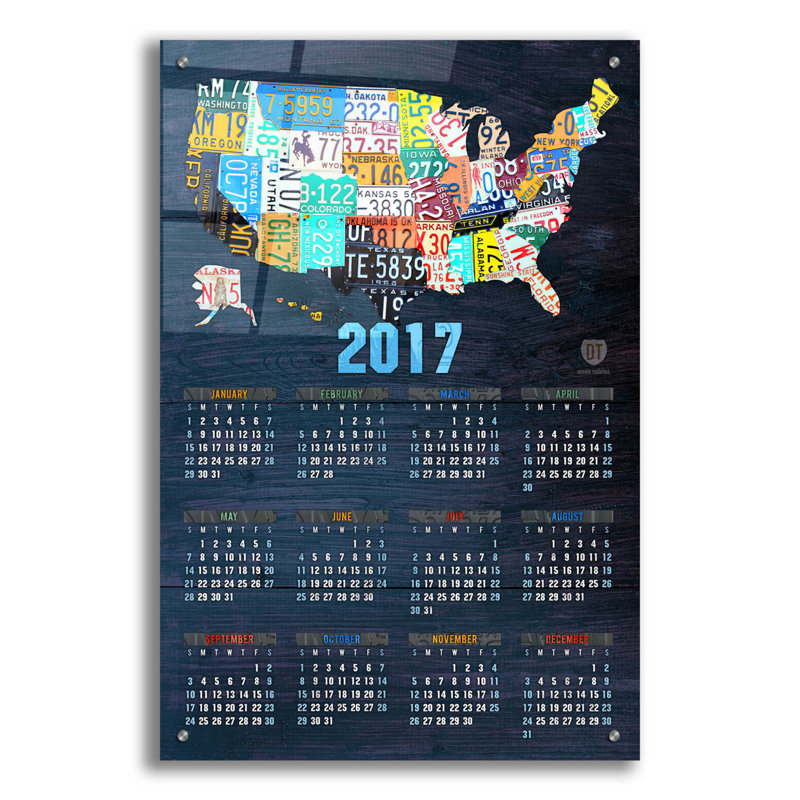 Williston Forge, «2017 Calendrier» par Design Turnpike, art mural en verre acrylique, H 36 po x l 24 po x P 0,2 po