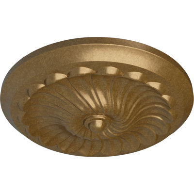 Endurathane Flower Spiral Ceiling Medallion, 12 1/4"OD x 2 1/4"P (Fits Canopies up to 2"), Hand-Painted Pale Gold Finish