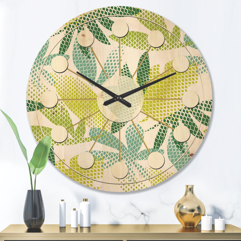 Horloge murale en bois Tropical Botanicals III, Grand