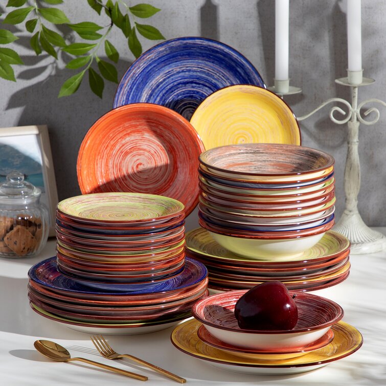Rosecliff Heights Hinojos Handmade Stoneware Dinnerware Set - Service for 12