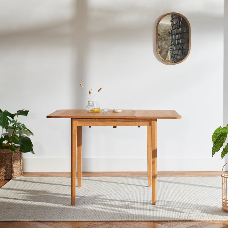 Extendable Solid Wood Base Dining Table, Pale Oak