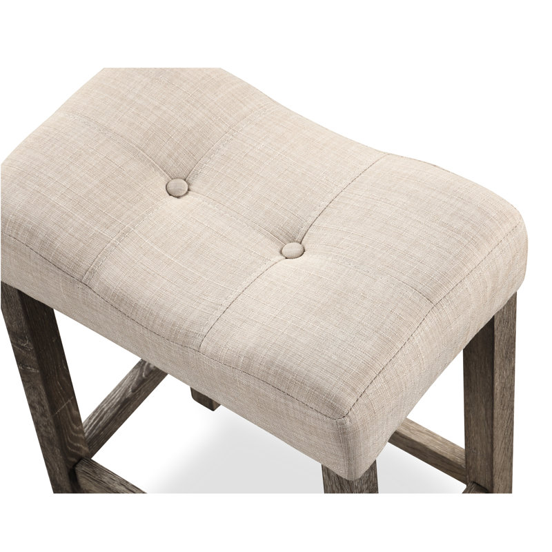 Table à manger en bois taupe à hauteur de comptoir 3. Comprend une table et 2 tabourets à boutons. Plateau de table. Pieds en bois d'hévéa massif. Sièges profilés. Mousse épaisse - Tabourets rembourrés et pieds