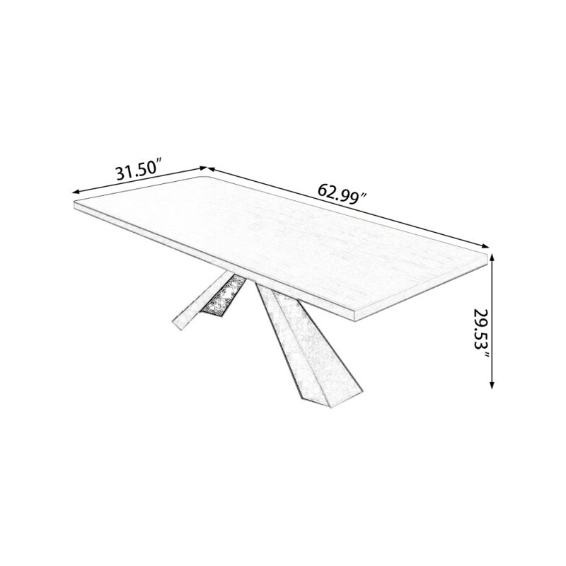 Bureau rectangulaire en bois massif brun + noir, H 29,53 po x l 62,99 po x P 31,50 po
