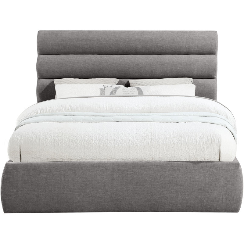Adam Chenille Fabric Bed, Queen, Grey Chenille Fabric