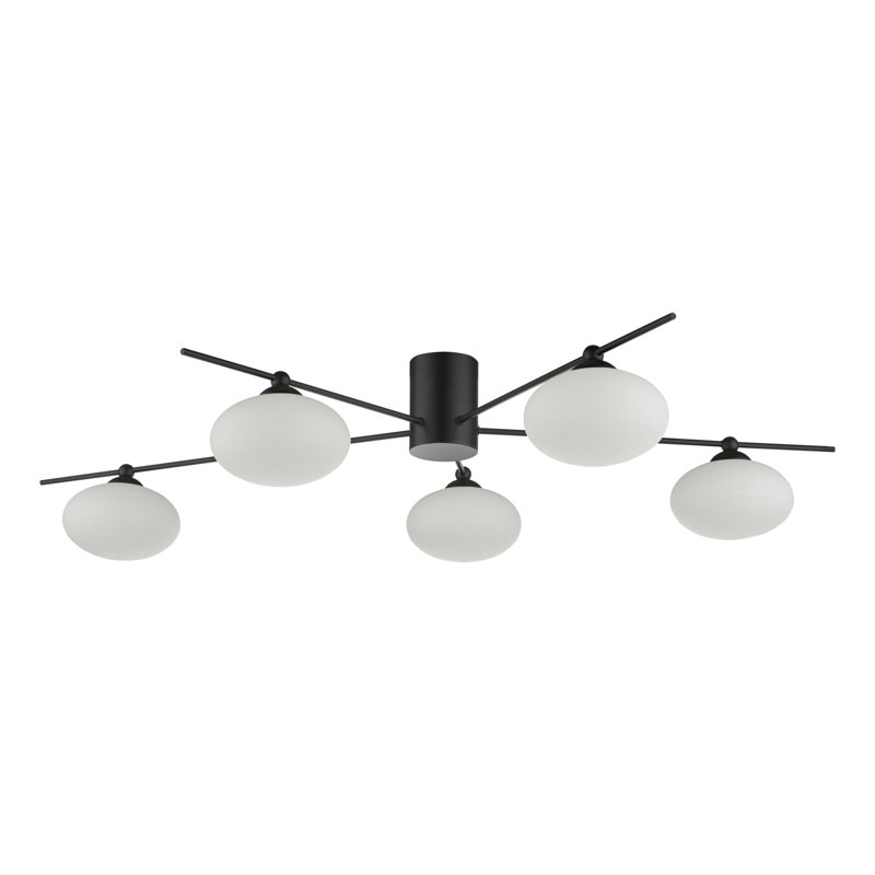 Kendra Glass Semi Flush Mount, Black