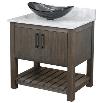 Meuble-lavabo 36 po avec comptoir en marbre de Carrare et lavabo