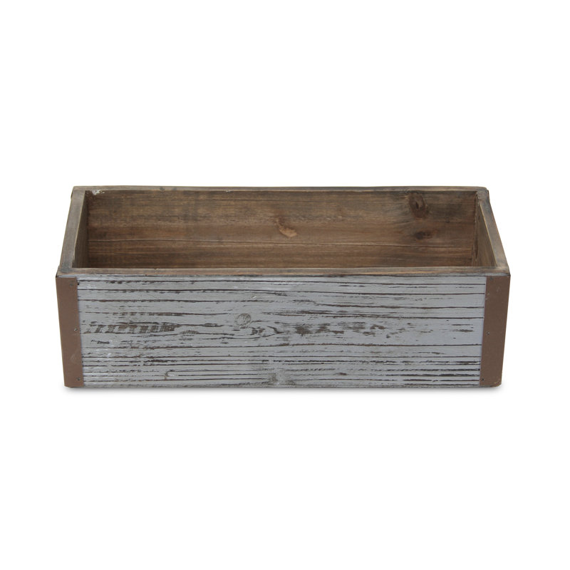 Georgie Handmade Wood Planter Box, 3.5" H x 11.25" W x 4.5" D