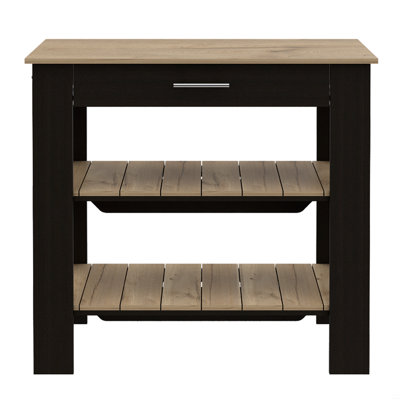 Kitchen Island 40, Two Shelves, One Drawer, Four Legs