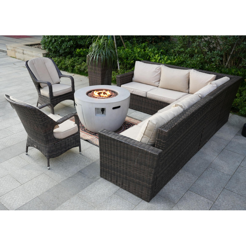 Ensemble de conversation modulaire de huit articles avec coussins