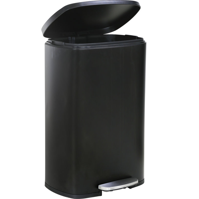 Poubelle à pédale 13,2 gallons Tutink Steel, Noir