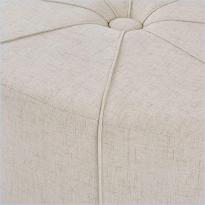 Ottoman, 48.5” Modern Cream Polyester Large Cocktail Ottoman with Button Tufting | Cream | Solid Wood Frame