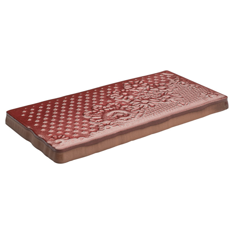 Antic Feelings 3" x 6" Ceramic Patterned Subway Tile, Feelings Red Moon