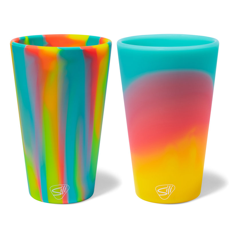 Silipint: Verres à pinte en silicone: Paquet de 2 - Sucre Rush & Aurora - Tasses incassables de 16 oz