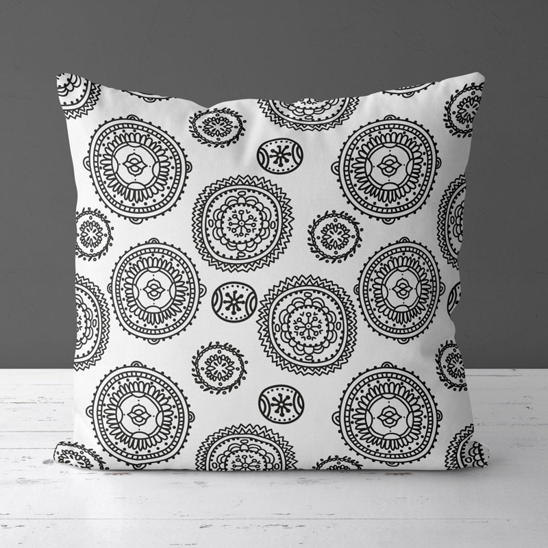 Housse de coussin carré et insert, Blanc/noir