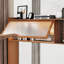Bureau d'écriture avec étagère à livres, bureau d'ordinateur en bambou pliable avec tablettes de rangement pour le bureau personnel-301702084