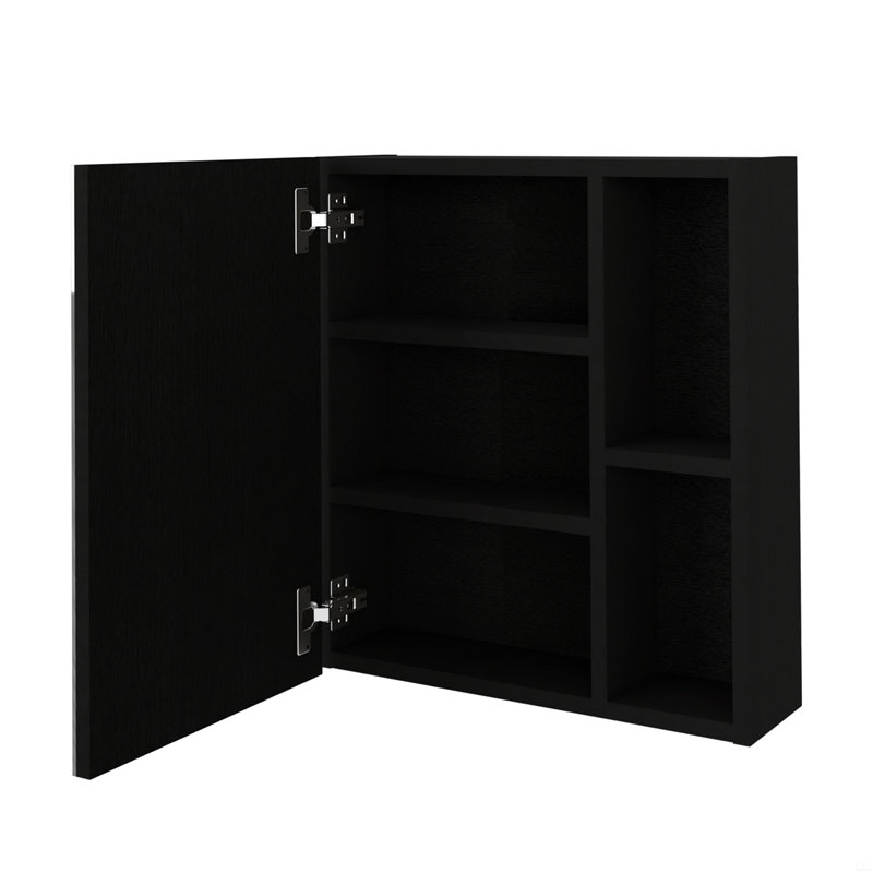 Armoire à pharmacie avec miroir Clifton, cinq tablettes internes, Noir