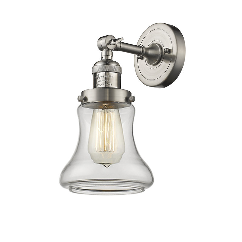 Edda Dimmable Bath Sconce, Clear, 6 Watt Vinage LED Bulb, Brushed Satin Nickel