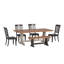 Ensemble de salle à manger Marcotte 78 po en bois massif fini chêne avec chaises à dossier à fuseaux - 6 pièces, table à piètement blanc antique, chaises à piètement noir antique et banc-1518945081-1518945080