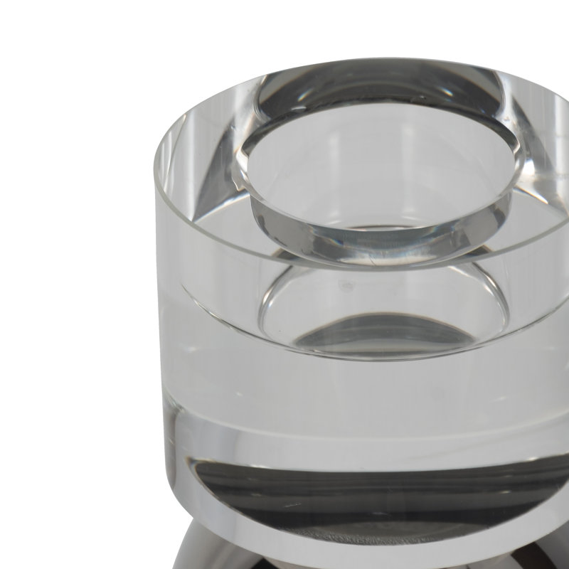 Porte-bougie cylindrique moderne en verre pour décoration de table - Porte-bougie sculptural décoratif pour entrée ou salon - Argent