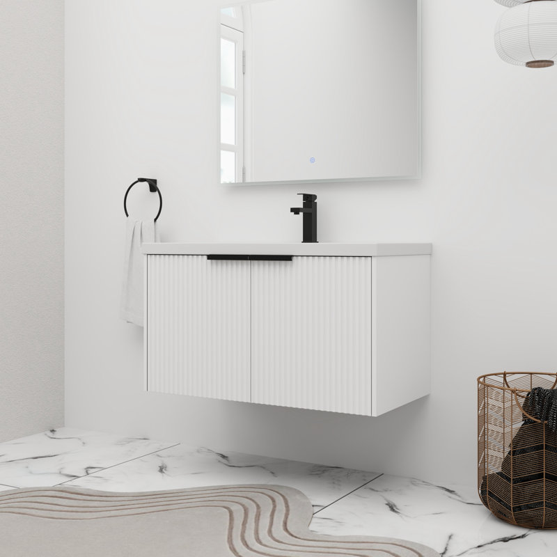 36'' Single Bathroom Vanity with Resin Top, White