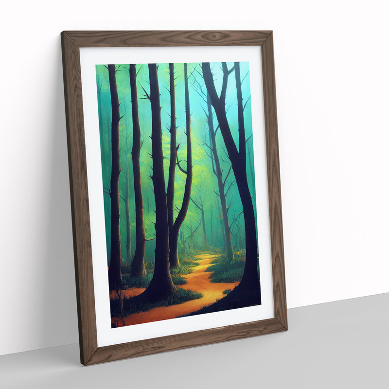 Beautiful Forest 1 Piece Single Picture Frame Wall Art, 34cm H x 25cm W x 2cm D, Walnut Framed
