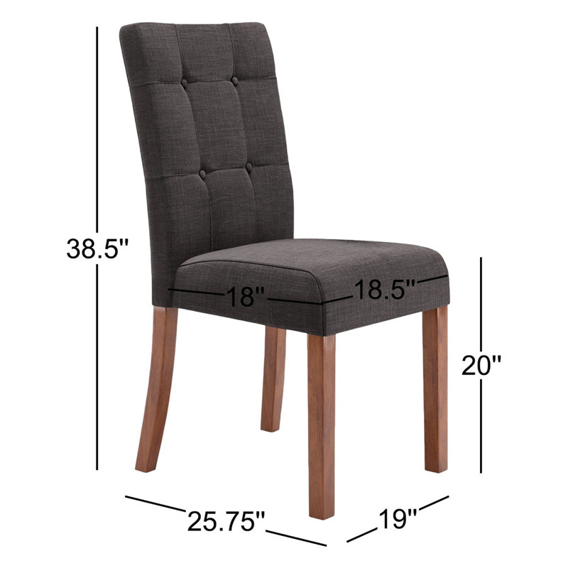 Mitzi 20'' H Tufted Linen Upholstered Side Chair, Dark Gray Linen