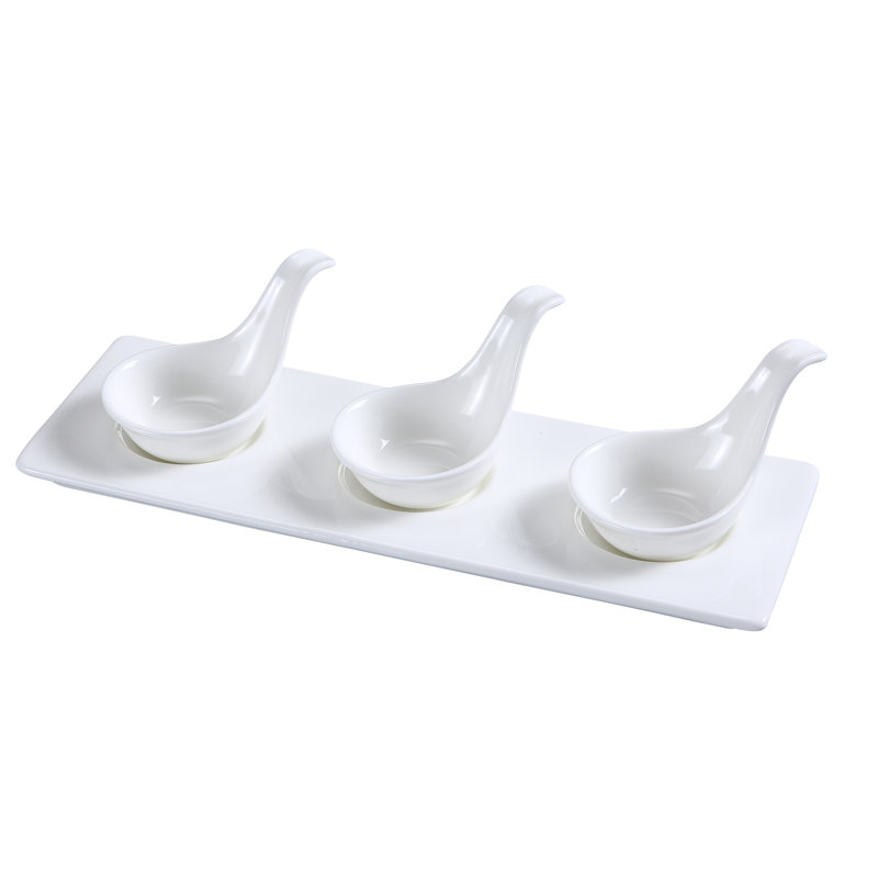 Yanco Piscataway Porcelain Condiment Server, 10.5"L x 3.5"W x 2.5" H