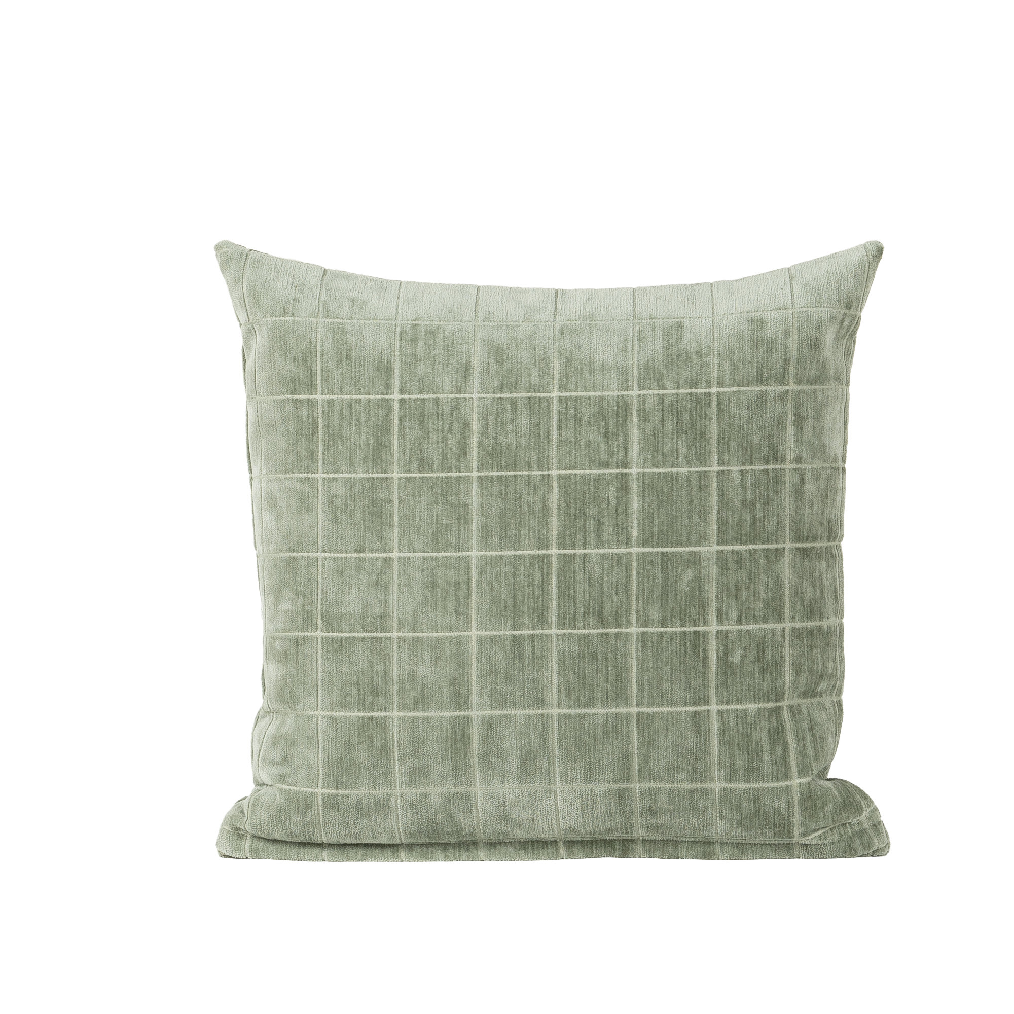 Otterville Velvet Grid Throw Pillow, Green Geometric, 18"H x 18"W, Polyester