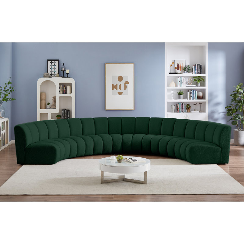 Canapé modulaire de coin Infinity, Tissu bouclé vert