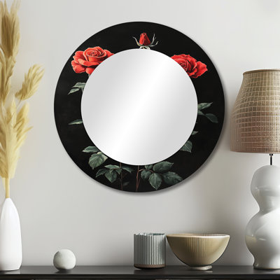 Midnight Vivid Rose Flowers Elegance - Art mural miroir décoratif roses - imprimé sur métal