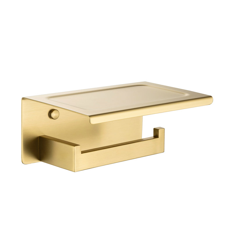Porte-papier hygiénique à réservoir avec tablette, Or