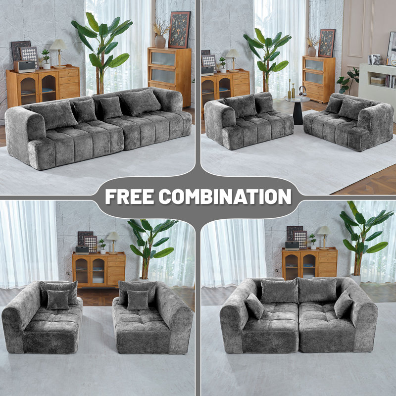 Canapé modulaire Boneless de 103 po, canapé 4 places avec mousse à mémoire de forme rembourrée et confortable avec 4 coussins, aucun assemblage requis