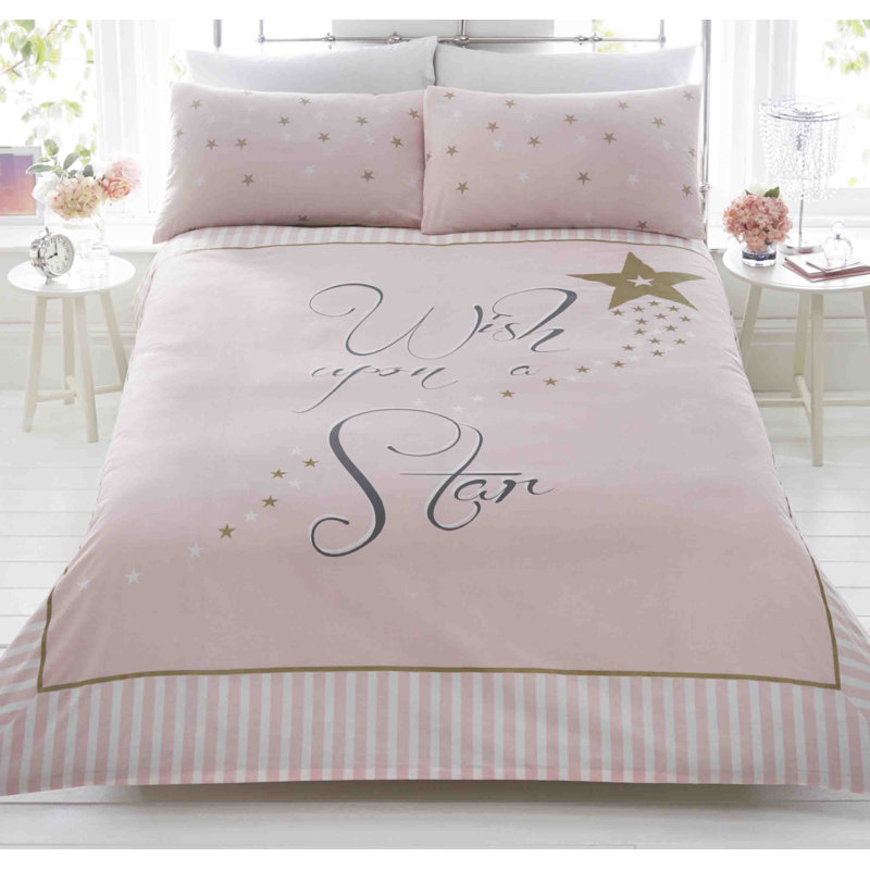 Key Cotton Blend Graphic Print & Text Duvet Cover Set with Pillowcases, Double - 2 Standard Pillowcases
