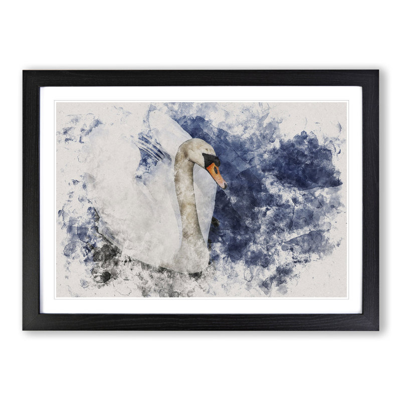 White Swan Vol.2 - Picture Frame Graphic Art, 65cm H x 90cm W x 2cm D, Black Framed