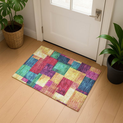 Tapis géométrique de qualité supérieure lavable à la machine Mouton