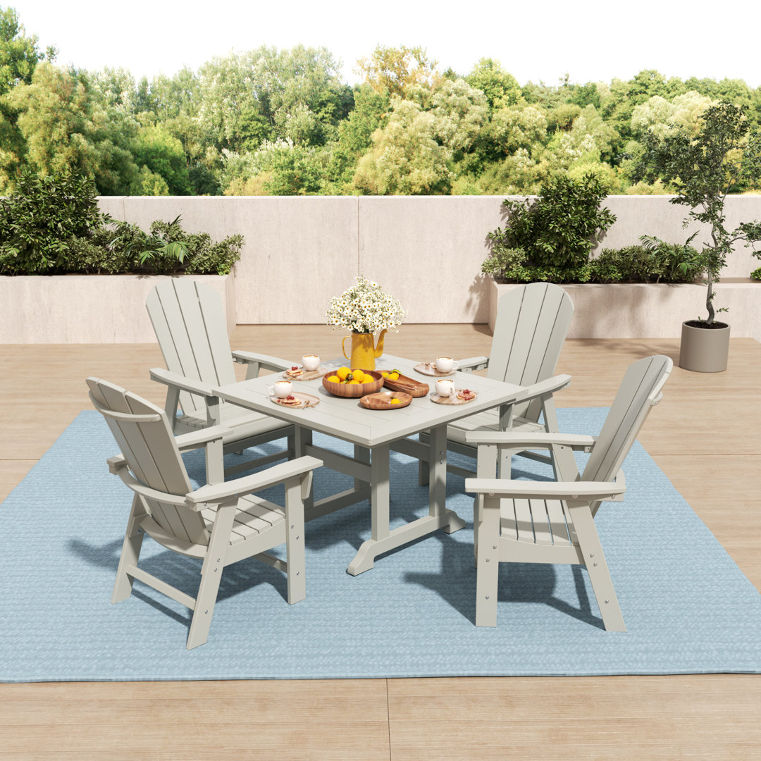 Essie 4 - Person Patio Dining Set with Square Table Beachcrest Home™ Frame 