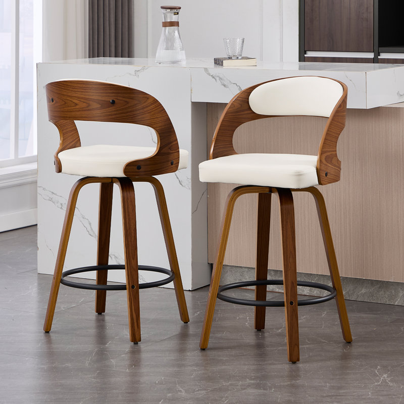 Ensemble de 2 tabourets de bar pivotants, Blanc, 2
