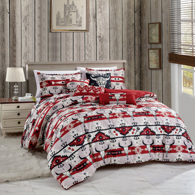 Ensemble d'édredon pour grand lit 7 pièces avec imprimé, microfibre douce, 100% polyester, collection de literie toutes saisons
