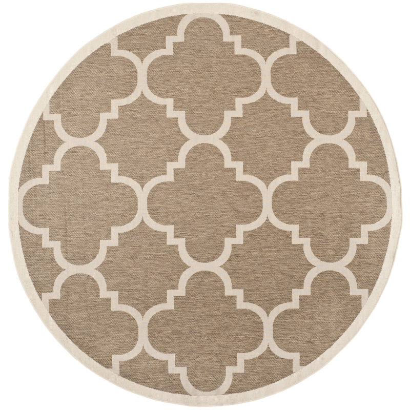 Tapis d'intérieur / extérieur à motif géométrique Herefordshire Performance, Rond 5 pi 3 po