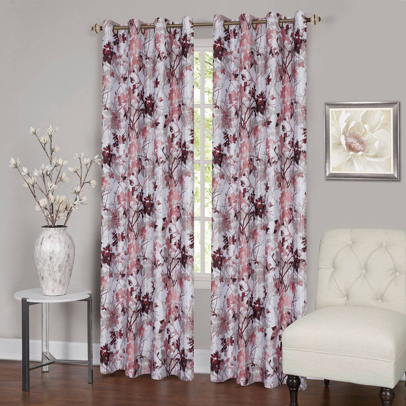 Ginger Blackout Curtain Pair, 50" x 63", Burgundy