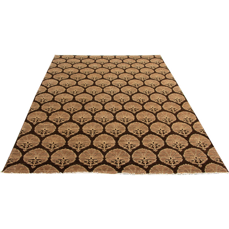 Tapis unique en laine noué à la main brun clair / brun clair 8 pi 11 po x 11 pi 10 po nouvel âge 18/20